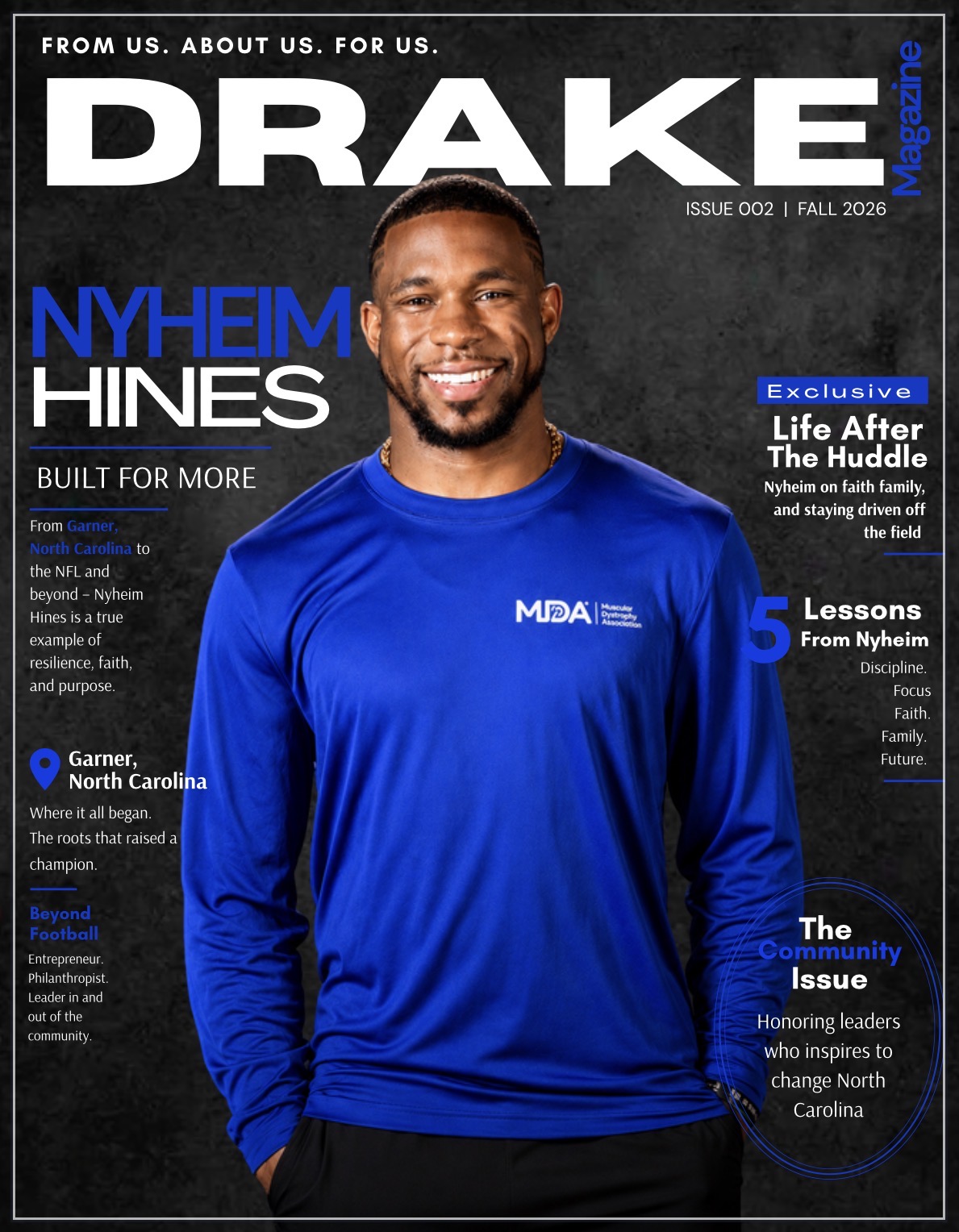 Drake Magazine Fall 2026 Issue 002 cover featuring Nyheim Hines